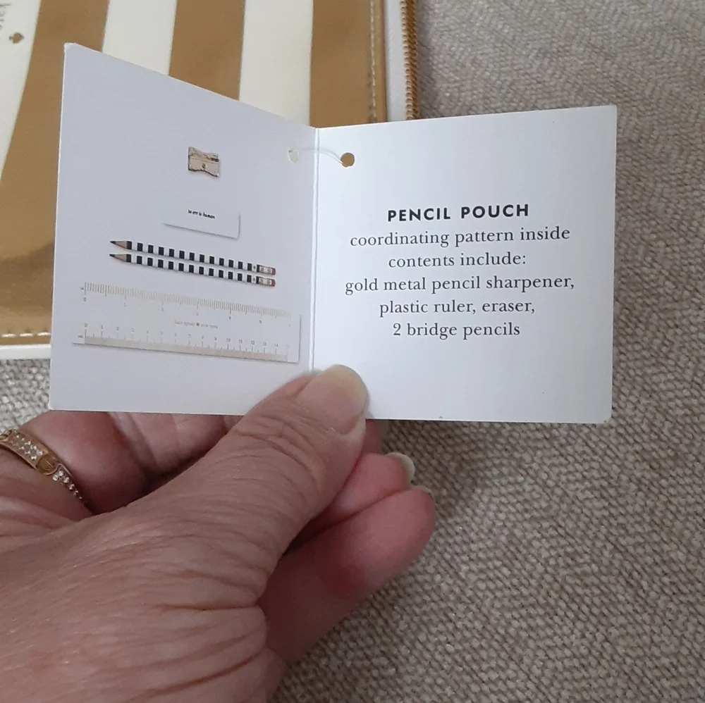 Kate Spade gold stripe pencil pouch